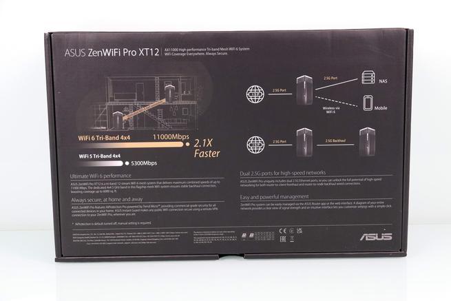Trasera de la caja del WiFi Mesh ASUS ZenWiFi Pro XT12