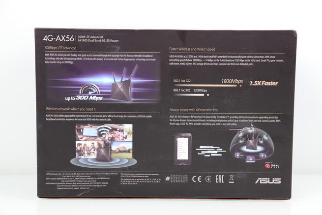 Trasera de la caja del router 4G ASUS 4G-AX56