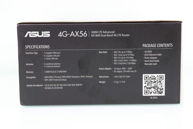 Lateral izquierdo de la caja del router ASUS 4G-AX56