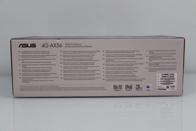 Zona inferior de la caja del router ASUS 4G-AX56