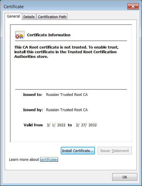 Problema con certificados TLS rusos