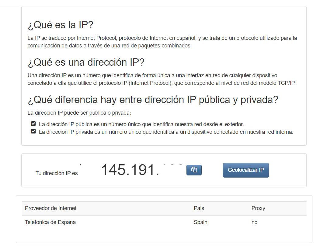 Verificar la IP pública