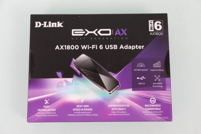 Frontal de la caja del adaptador WiFI D-Link DWA-X1850