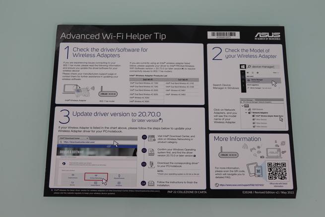 Vista del folleto de Intel con la compatibilidad WiFi 6 de sus drivers