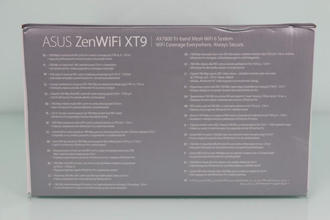 Vista lateral derecho de la caja del ASUS ZenWiFi XT9