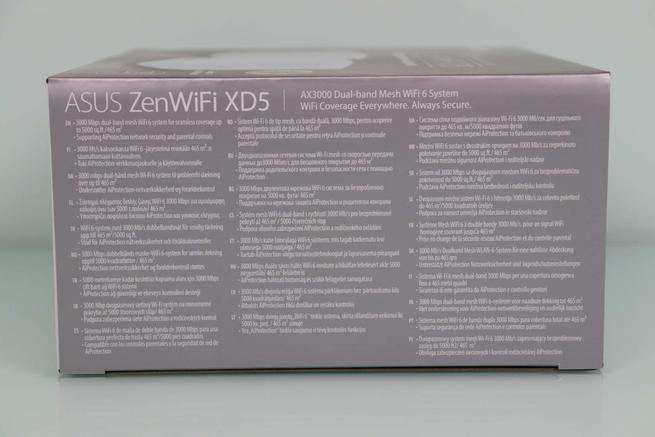 Lateral derecho de la caja del WiFi Mesh ASUS ZenWiFi XD5