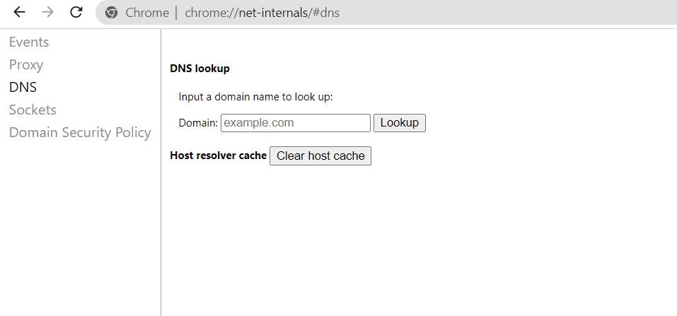 Borrar caché DNS en Chrome