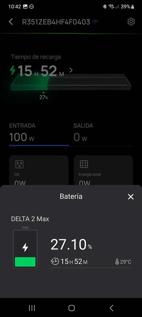 Estado de la batería en detalle de la batería EcoFlow DELTA 2 Max