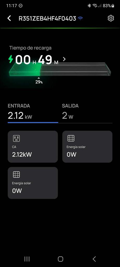 Potencia máxima de carga de la batería EcoFlow DELTA 2 Max