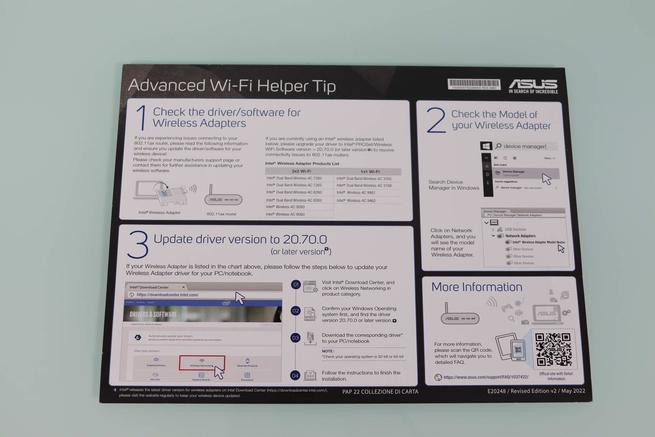 Vista del folleto de Intel para actualizar los drivers con el sistema WiFi Mesh ASUS ExpertWiFi EBM68