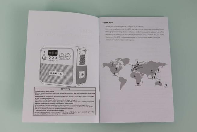 Vista del manual de usuario de la estación de energía BLUETTI AC180 en detalle