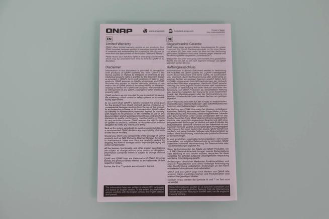 Vista de la garantía limitada del QNAP QuCPE-3034 en detalle