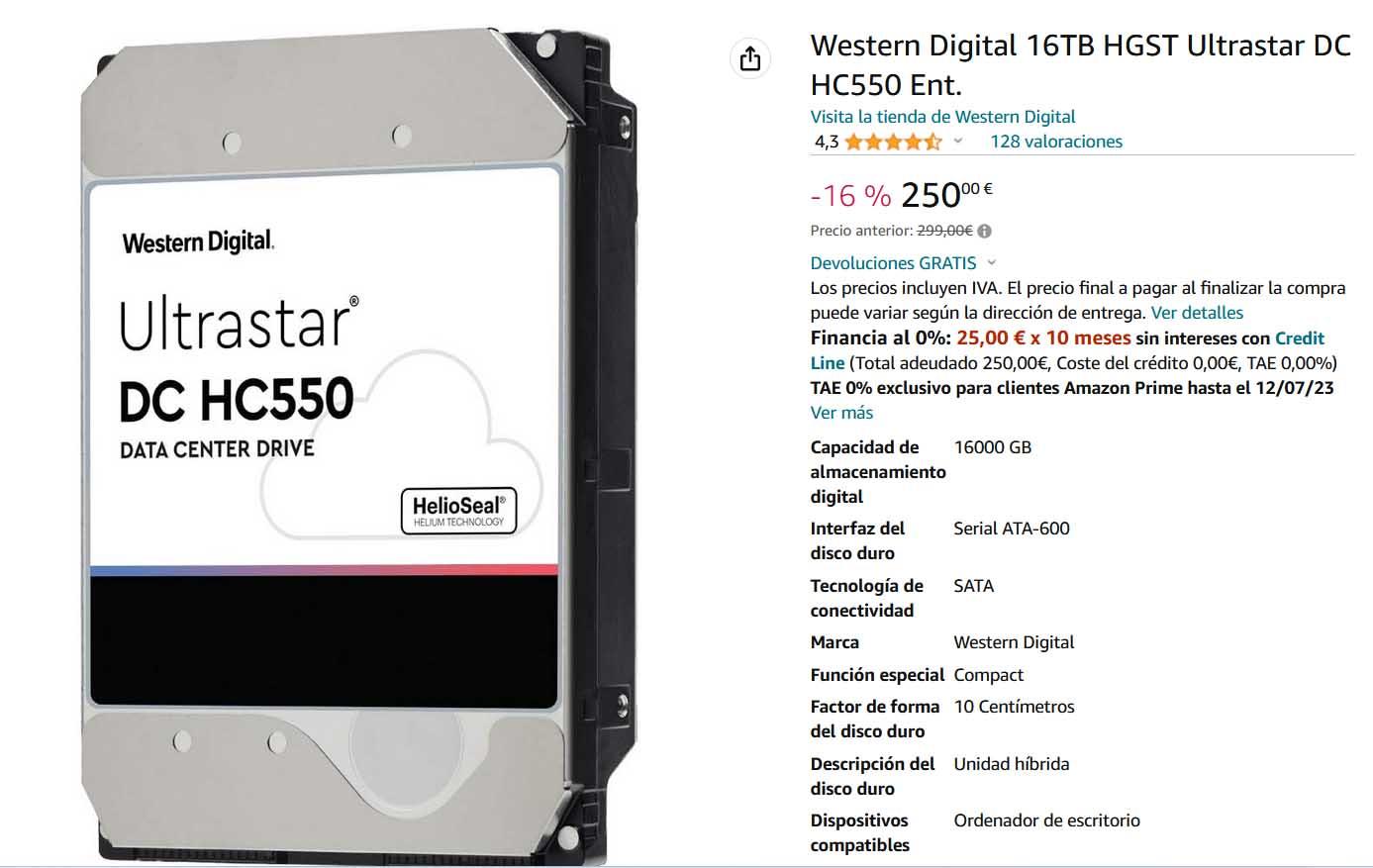 Disco Western Digital de 16 TB en oferta