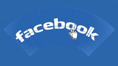 logo de facebook y un puntero de ratón