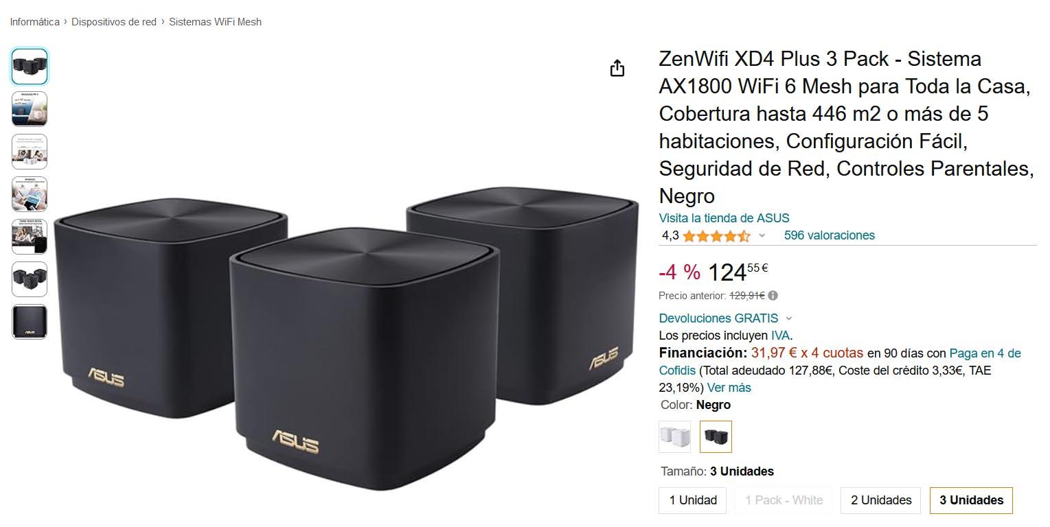 Oferta de Amazon del sistema Mesh ASUS ZenWifi XD4 Plus