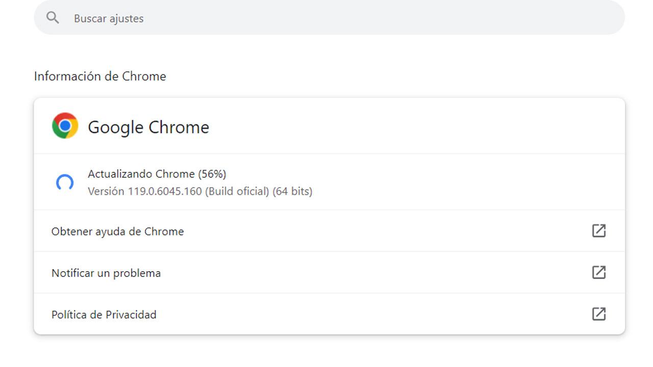 Proceso para actualizar Google Chrome