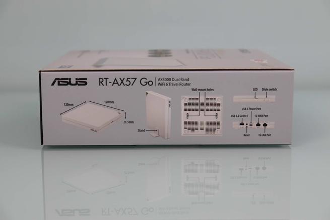 Lateral derecho de la caja del router ASUS RT-AX57 Go con Wi-Fi 6