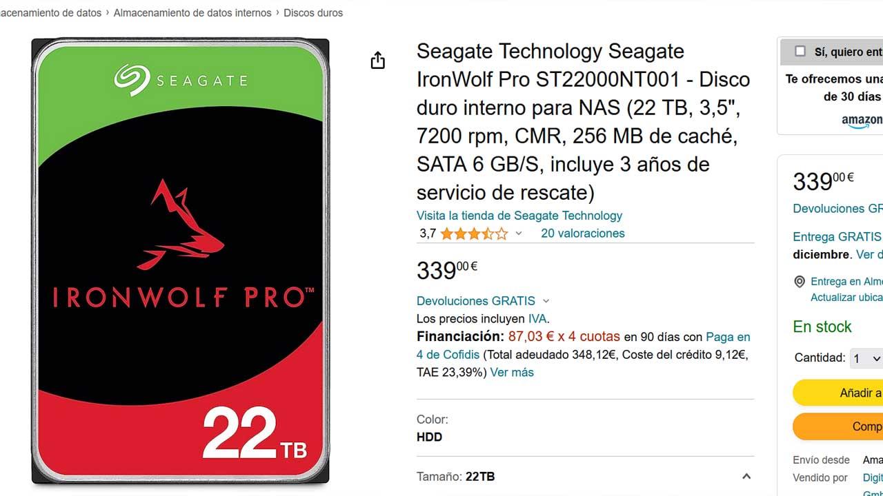 Oferta en disco duro Seagate de 22 TB