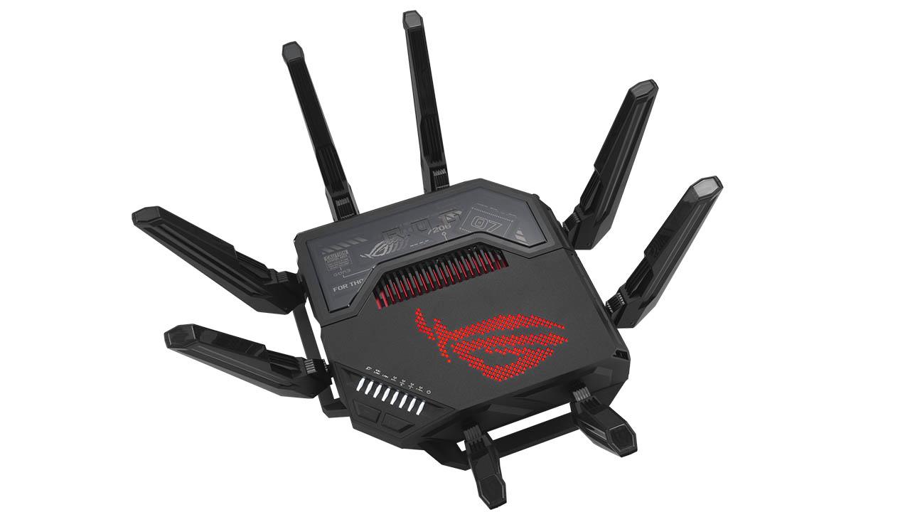 Zona superior frontal del router WiFi 7 ASUS ROG Rapture GT-BE98