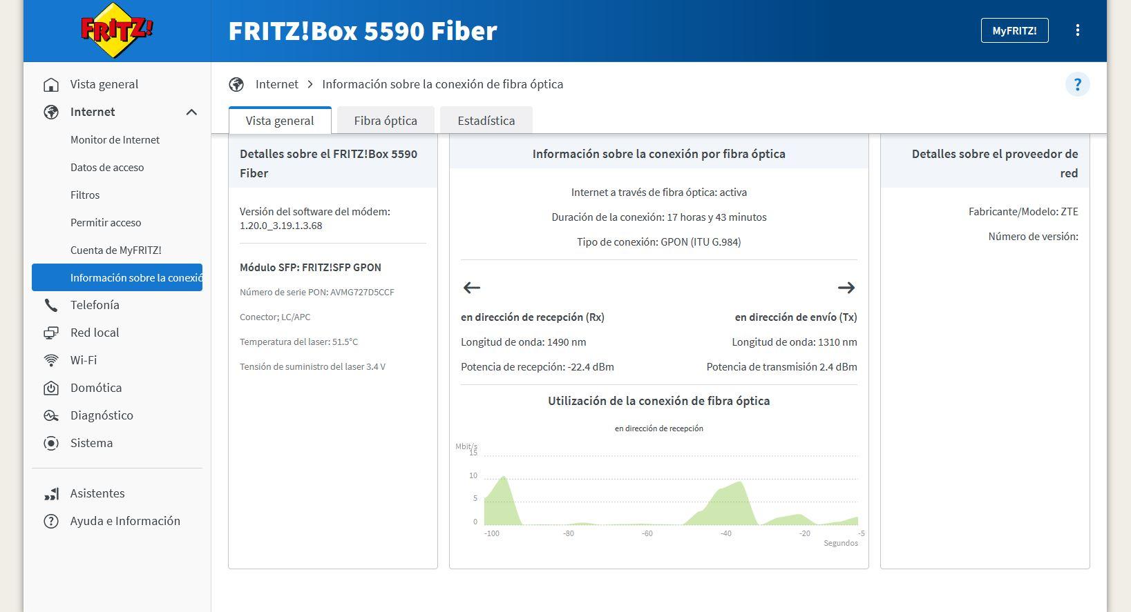 Vista general de FTTH en el firmware FRITZ!OS 7.80