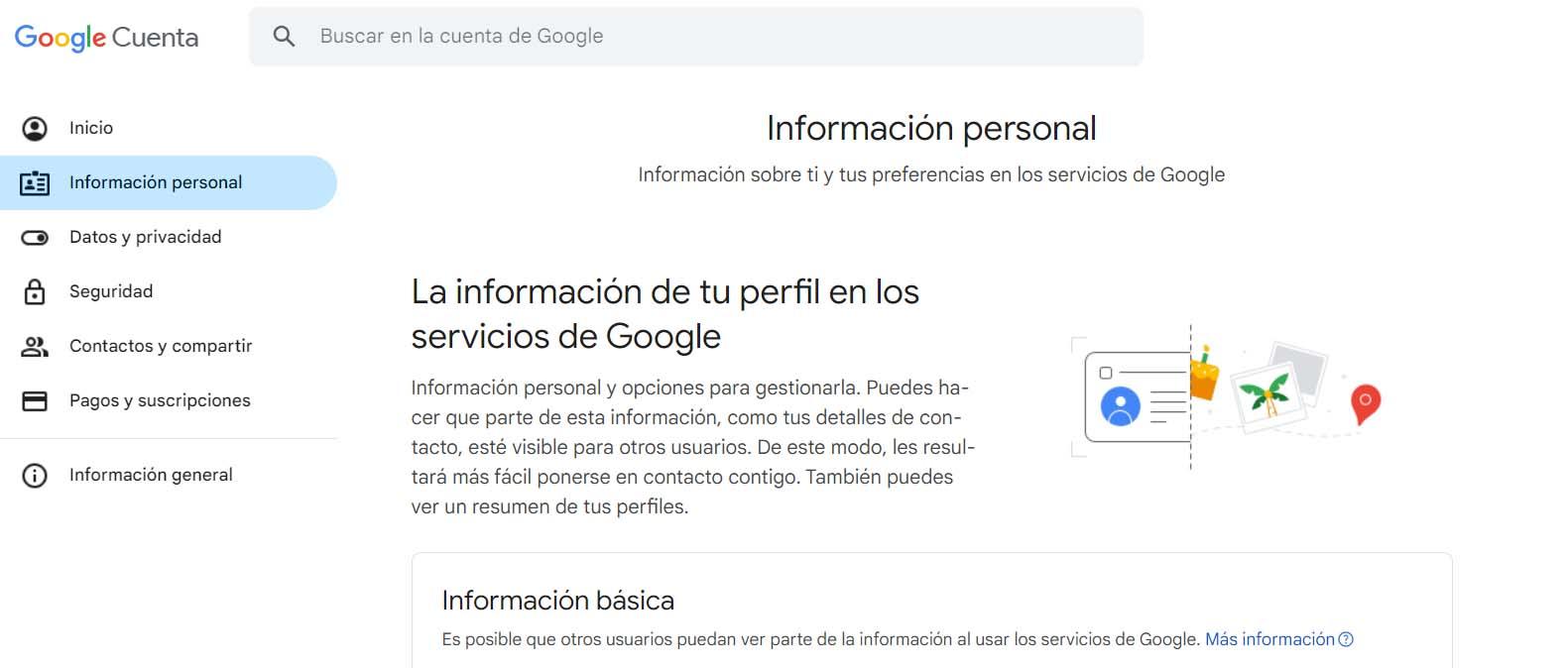 Información personal de Google
