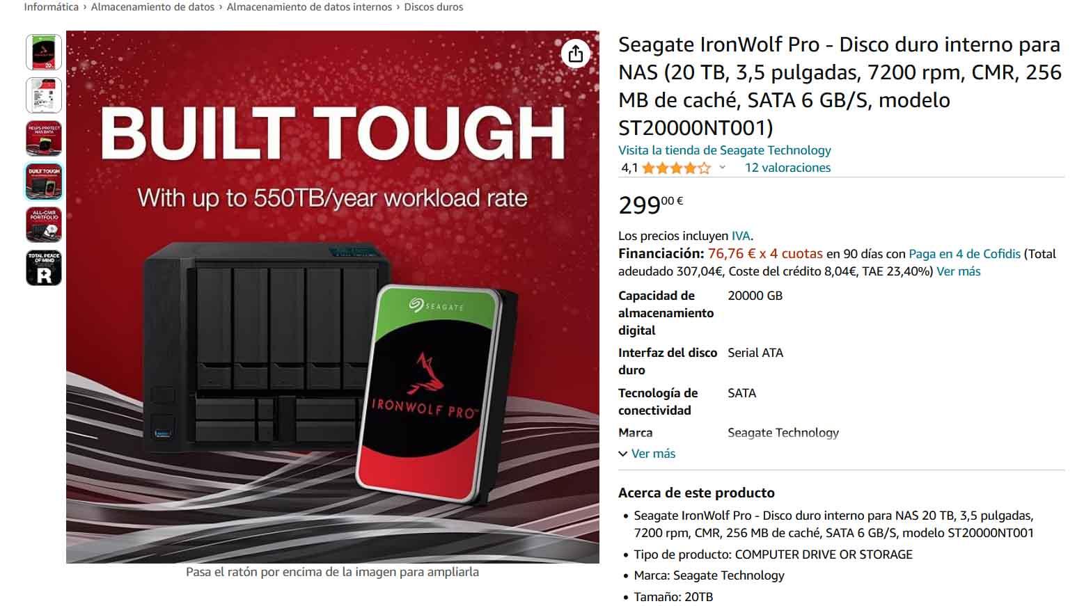 Seagate IronWolf Pro de 20 TB en oferta