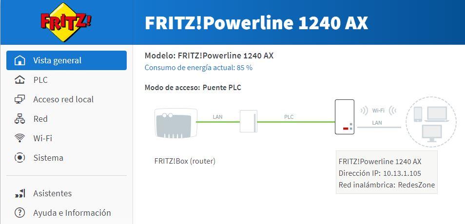 Configuración modo puente PLC en el AVM FRITZ!Powerline 1240 AX