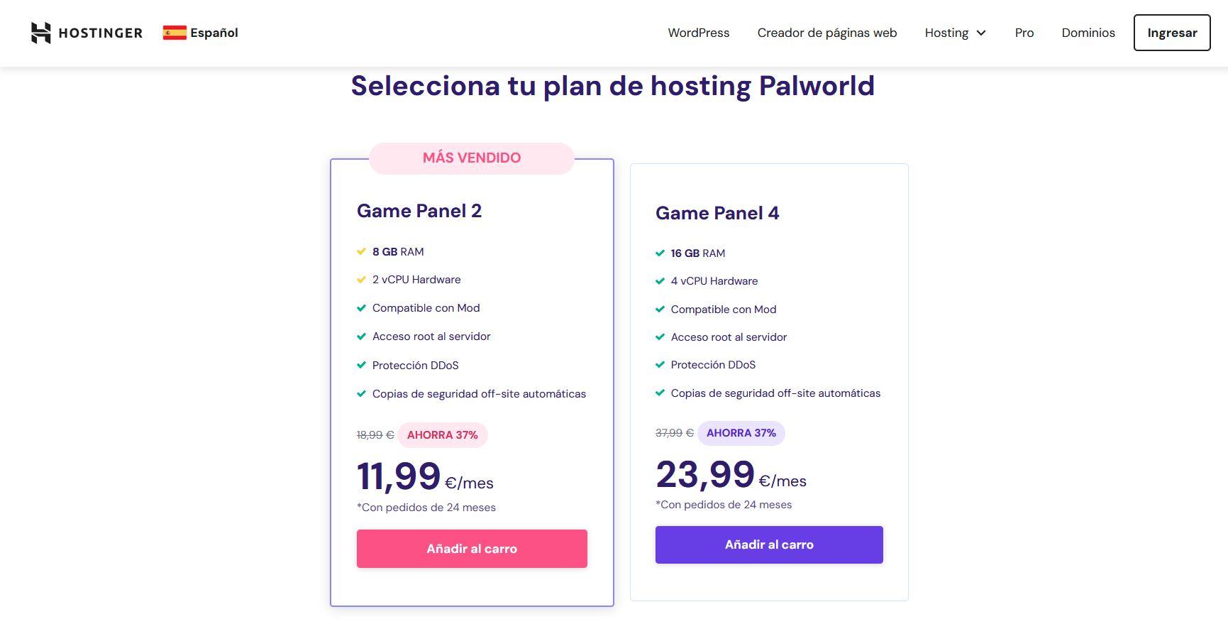 Precios de los VPS de Hostinger para el juego multijugador Palworld