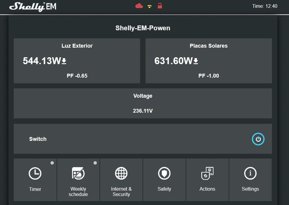 Configuracion Shelly EM para monitorizar paneles solares