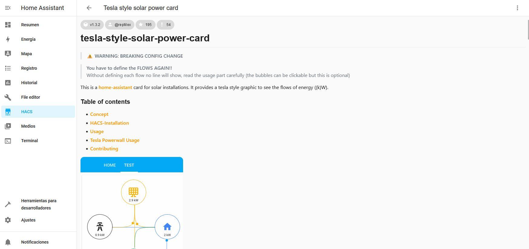 Instalación de la tarjeta Tesla Power Solar para los gráficos tipo Tesla