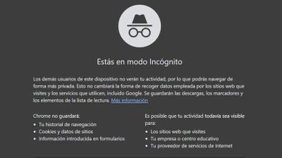 Quitar el modo de incógnito del navegador