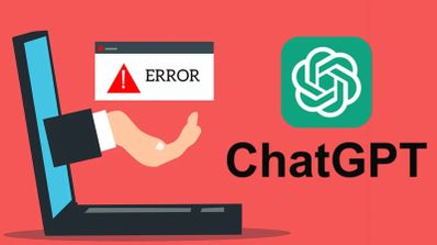 chatgpt en un ordenador y mensaje de error