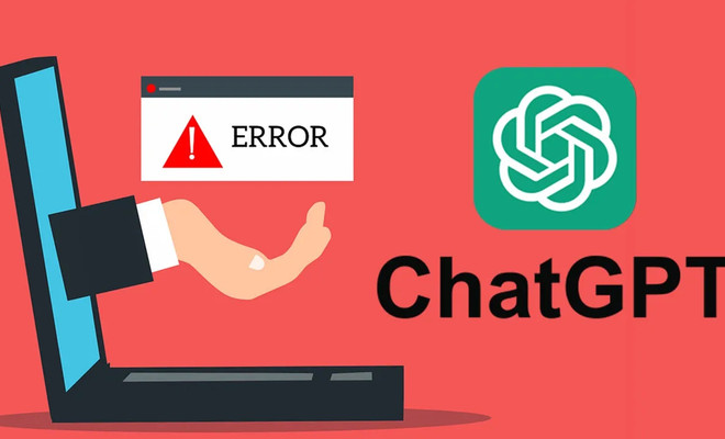 chatgpt en un ordenador y mensaje de error