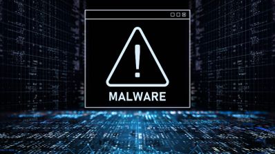 Símbolo de alerta por malware, dentro de un cuadro