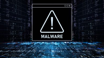 Símbolo de alerta por malware, dentro de un cuadro