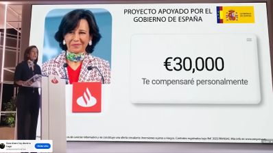 Imagen del vídeo fraudulento donde suplantan la identidad de Ana Patricia Botín para estafar