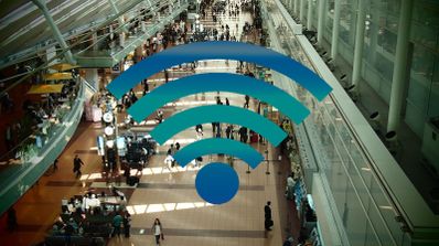 Logo del Wi-Fi en un aeropuerto