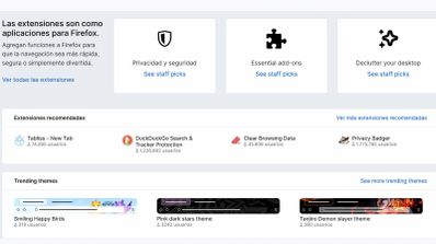 Captura de la tienda de extensiones de Mozilla Firefox