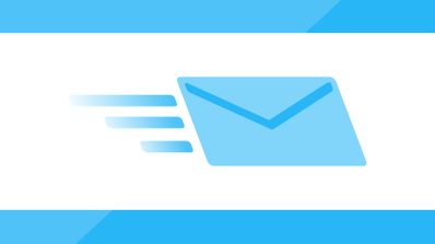 El logo de un correo electrónico, de color azul