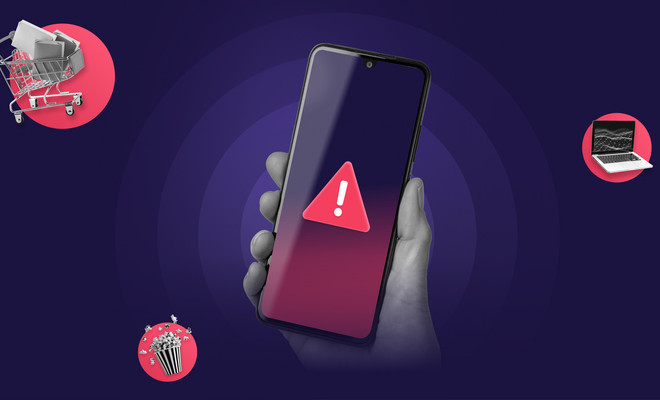 Imagen en la que aparece un móvil alertando de una filtración