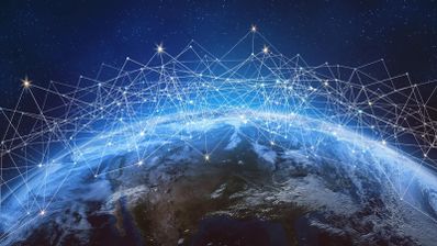 Imagen en la que aparece el mapa del mundo representando la conexión de Internet