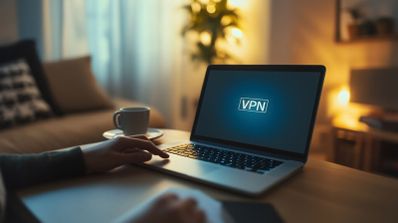 Imagen en la que aparece una VPN en la pantalla de un portátil
