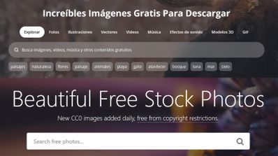 Foto en la que aparecen dos plataformas para buscar imágenes sin derechos de autor