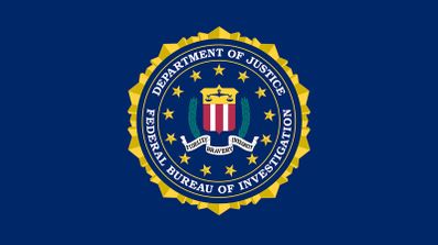 Sello oficial del Federal Bureau of Investigation (FBI) centrado sobre un fondo azul oscuro.