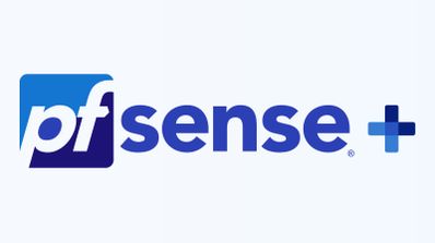 Logotipo de pfSense Plus sobre fondo claro.