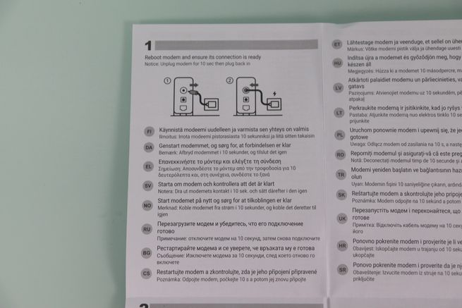 Primer paso de la guía de instalación del router ASUS GT-BN98 con instrucciones en varios idiomas y diagramas de conexión.