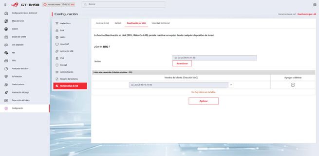 Sección de configuración de DNS dinámico en el firmware del router ASUS GT-BN98.