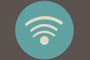 Ilustración del símbolo de conexión inalámbrica Wi-Fi en color crema sobre un círculo azul turquesa.