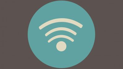 Ilustración del símbolo de conexión inalámbrica Wi-Fi en color crema sobre un círculo azul turquesa.