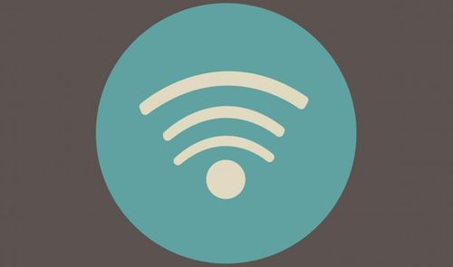 Ilustración del símbolo de conexión inalámbrica Wi-Fi en color crema sobre un círculo azul turquesa.